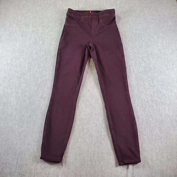 Spanx Leggings Womens Small Petite Maroon Skinny Pull On Ankle Jeggings - Picture 1 of 7